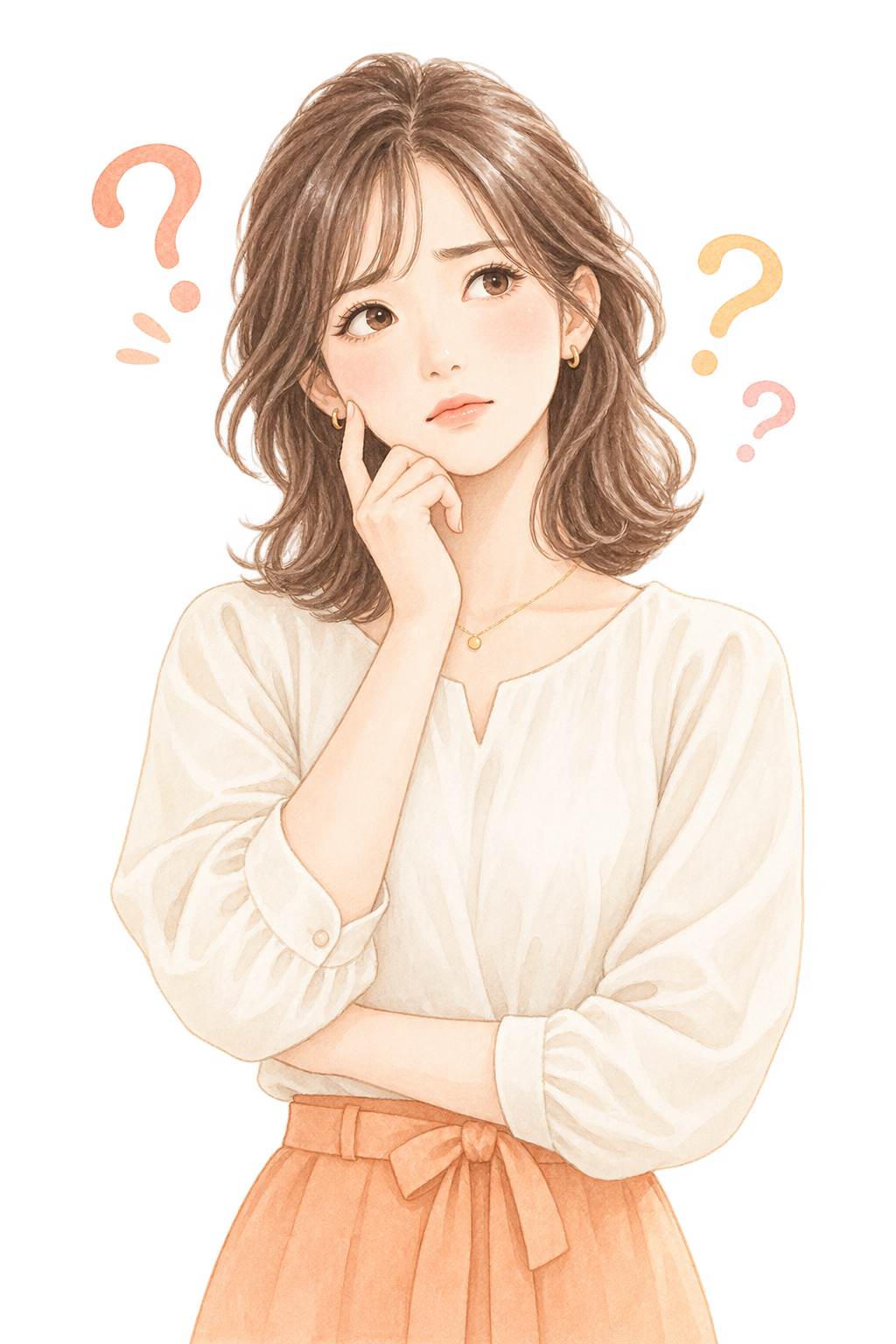 サービスの魅力が伝わるか悩んでいる女性のイラスト